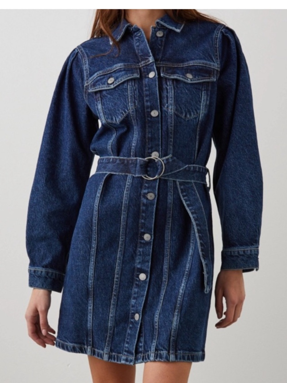 Rails Womens Griffith Belted Thick Denim Long Sleeve Dress Trucker